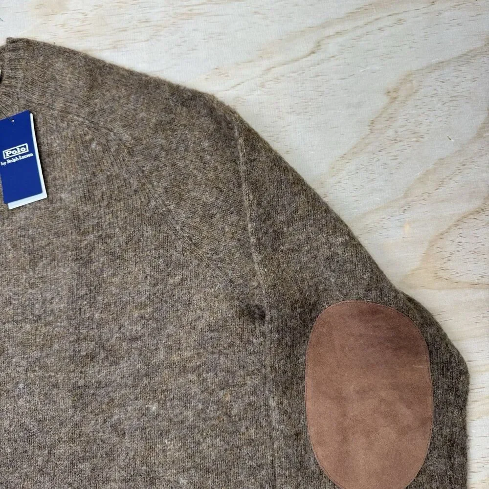 NEW Polo Ralph Lauren Aviator Wool Sweater Mens Crewneck Pullover 2XL Brown